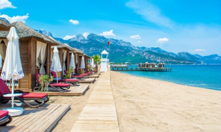 Antalya,,Turkey,-,9,May,2018:,Wooden,Beach,Pavilions,On